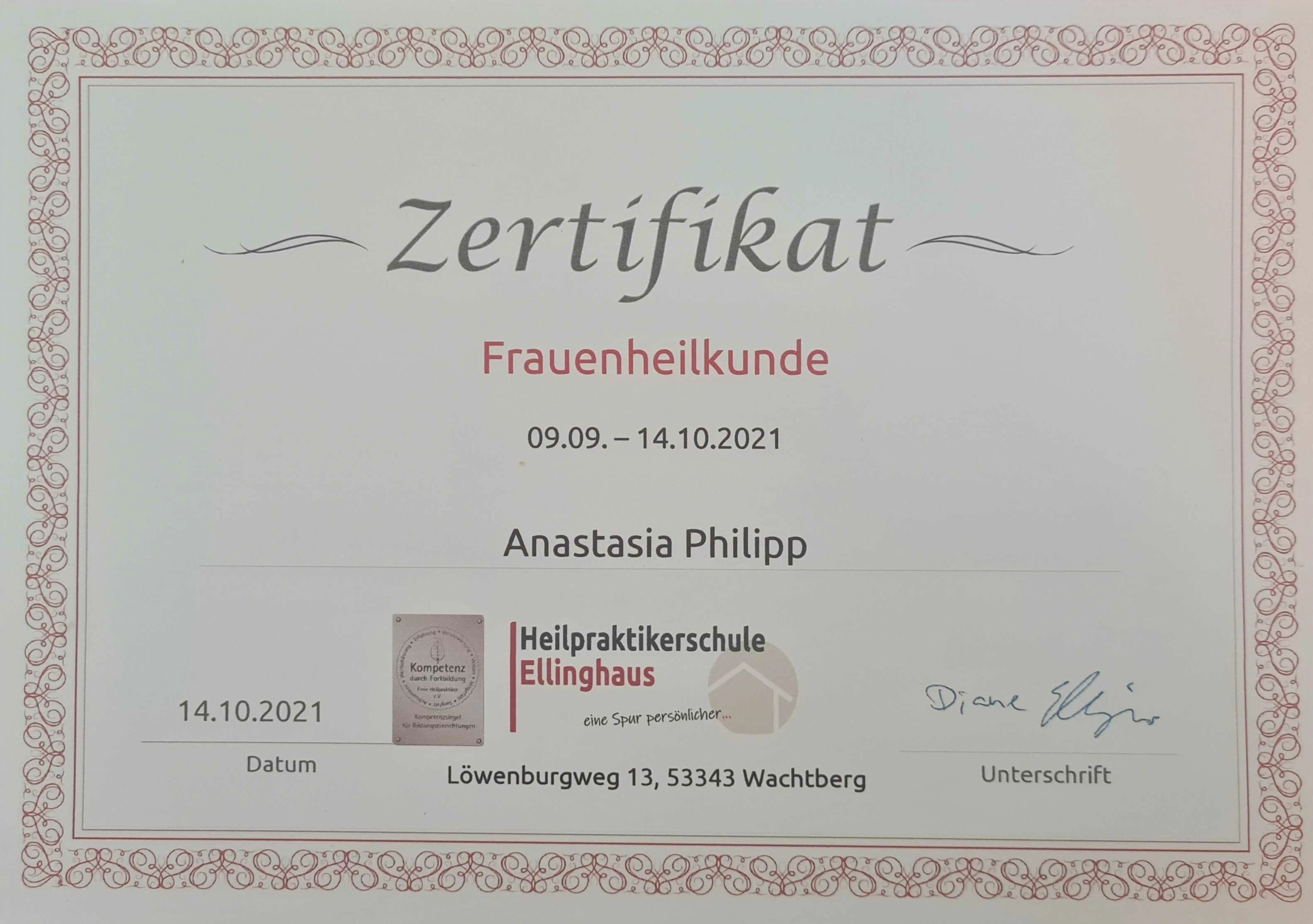 Zertifikat Frauenheilkunde